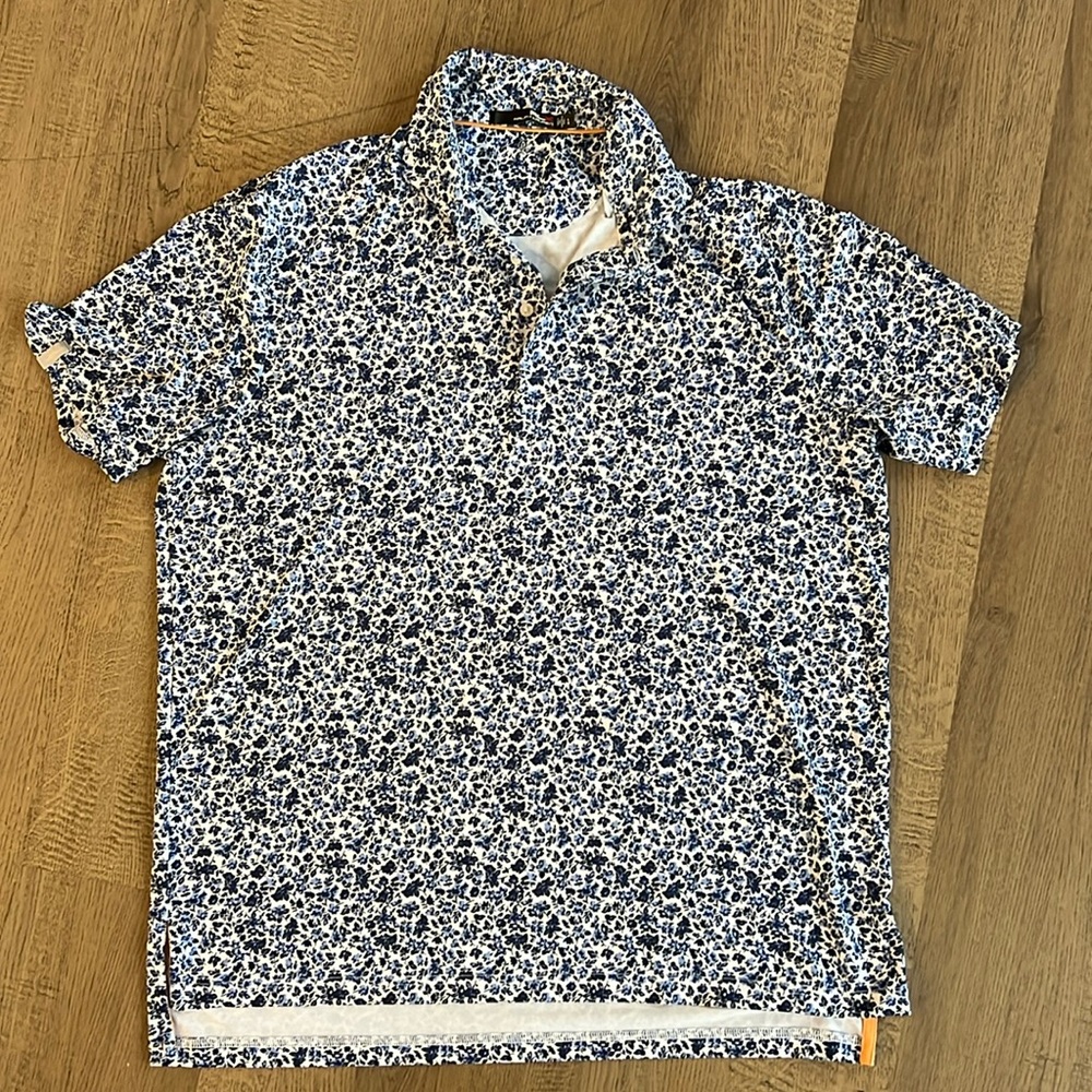 Men’s Blue and White Floral Ralph Lauren Golf Shirt